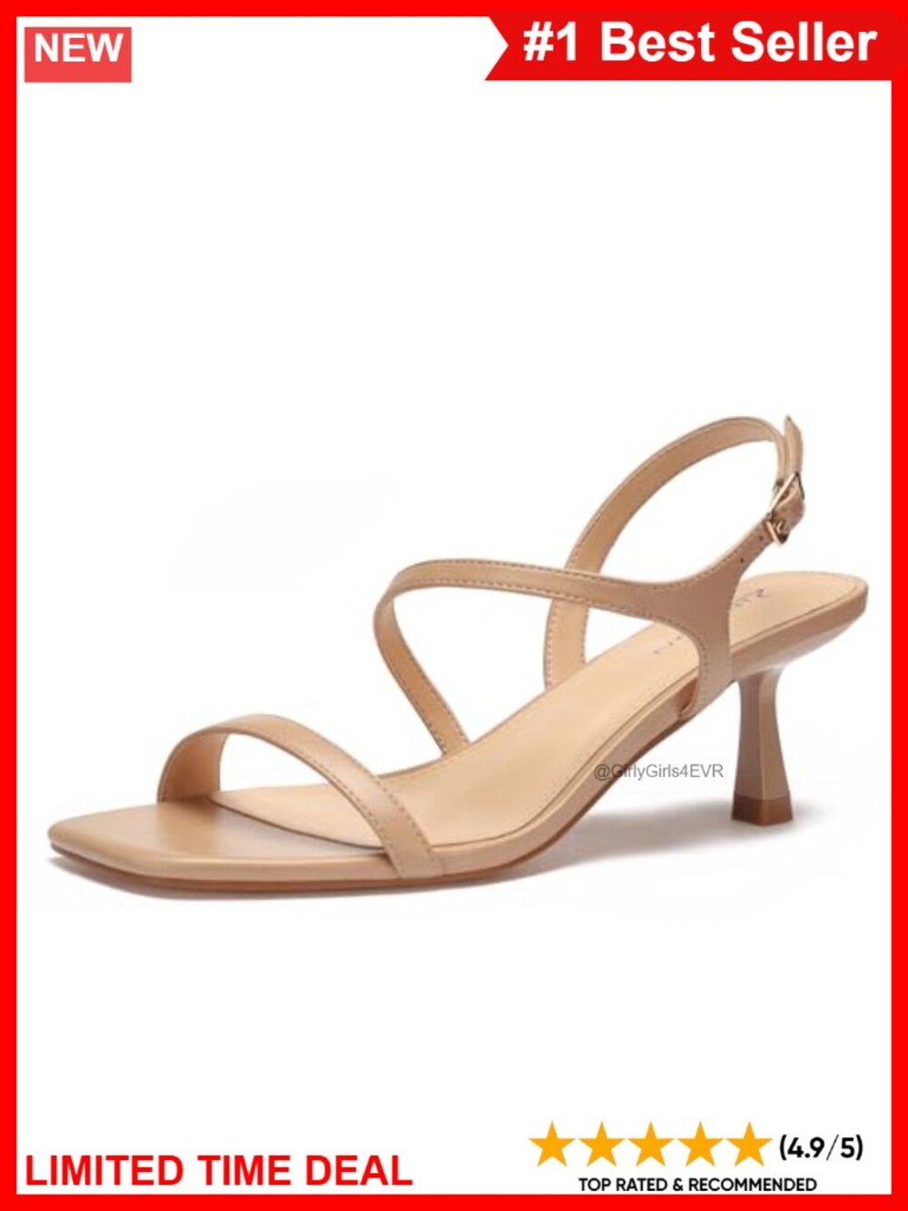 Faux Leather Strappy Kitten Heel Sandals Square Open Toe